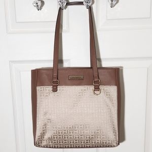 TOMMY HILFIGER BROWN AND TAN TOTE NWT MSRP $128